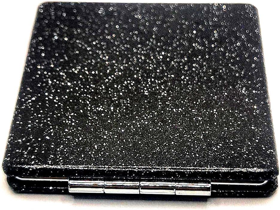 Black Compact Makeup Mirror with 1X2X Magnification