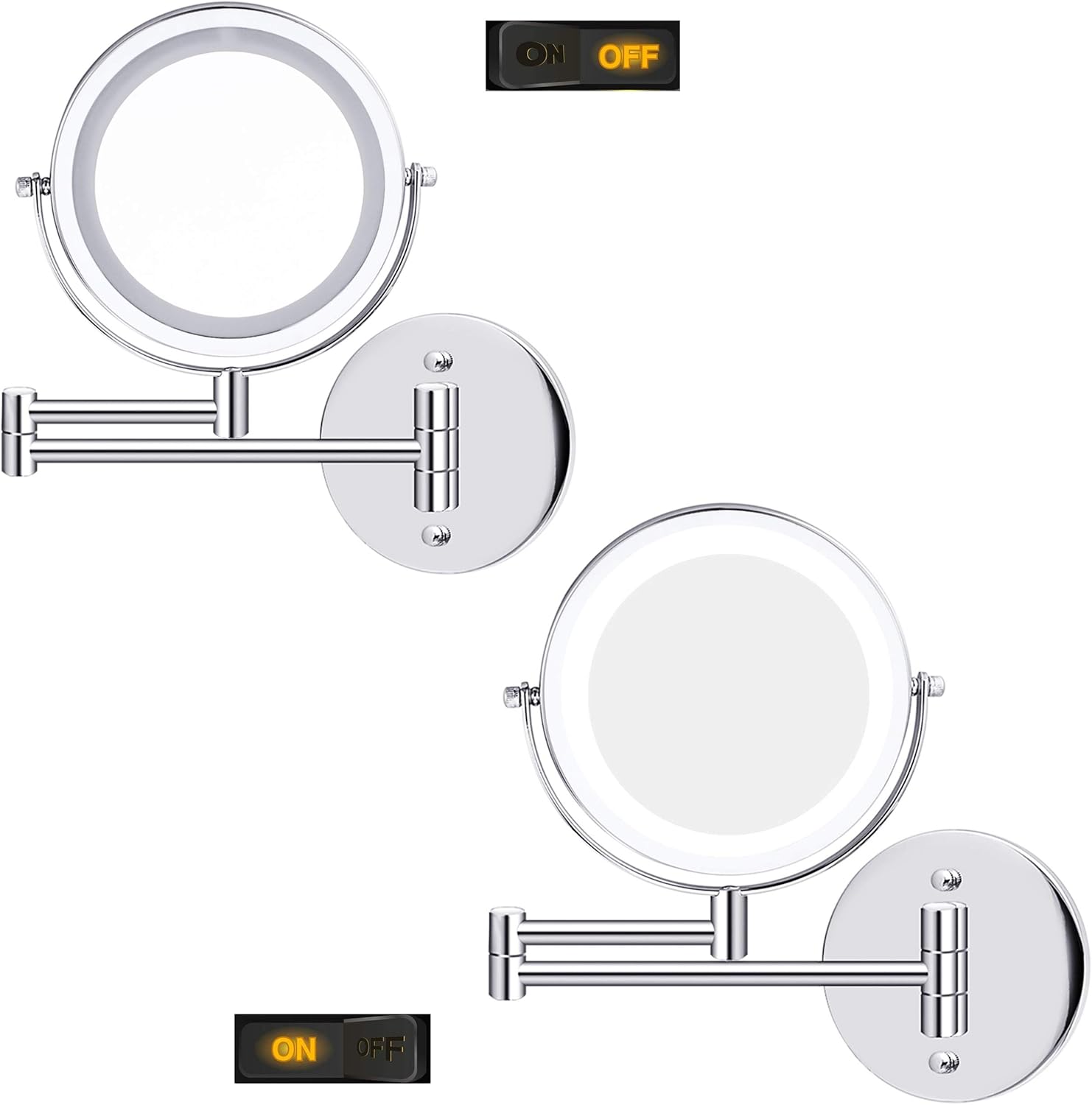 MMtong LED Double-Sided Magnifying Mirror 67 Inch Adjustable