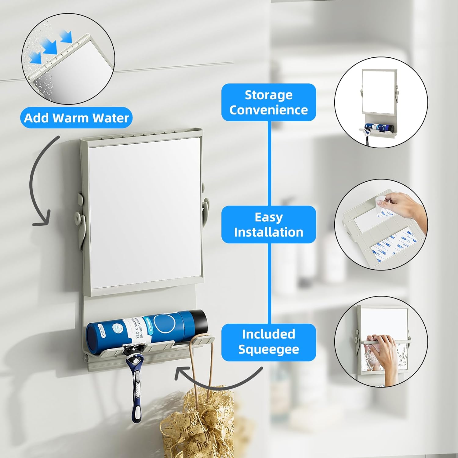 APLOP Fogless Shower Mirror with Magnification and Razor Holders
