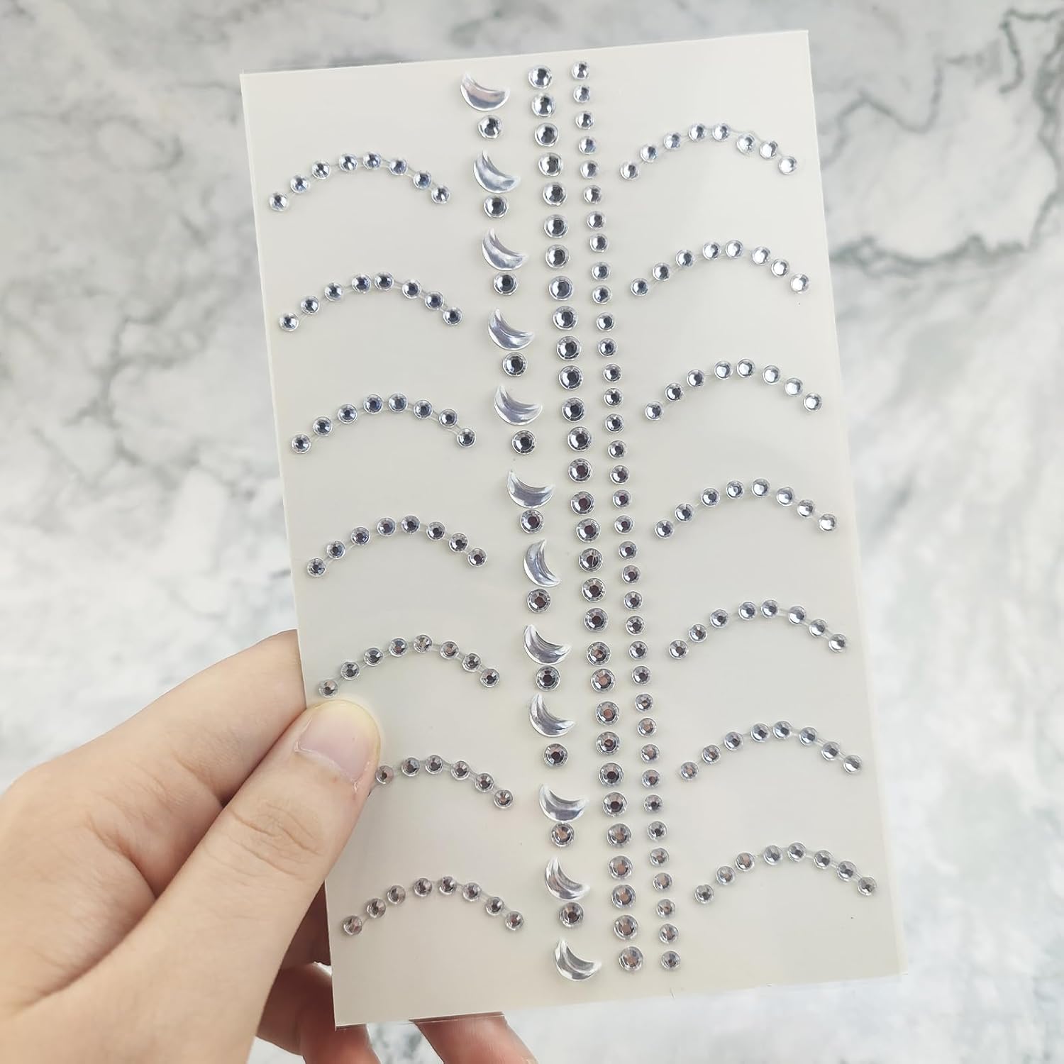 6 Pack Self Adhesive Heart Star Moon Face Rhinestone Stickers