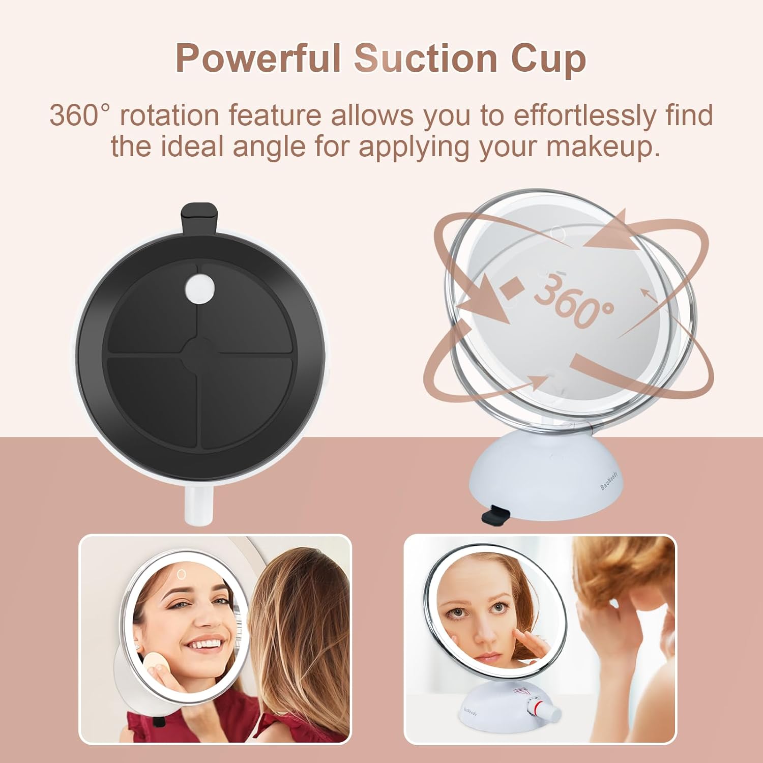 BaoNeedy 10x Magnifying Mirror with Suction Cup and 360 Swivel