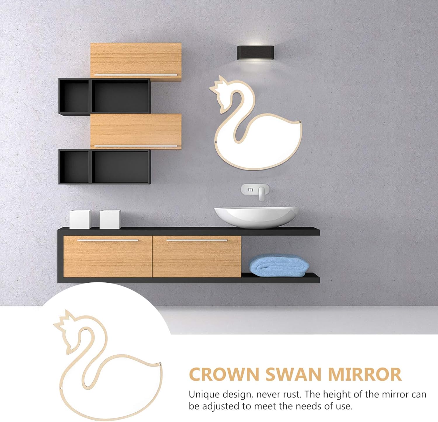 Beaupretty 1pc Elegant Wall-Mounted Mirror for Bathroom