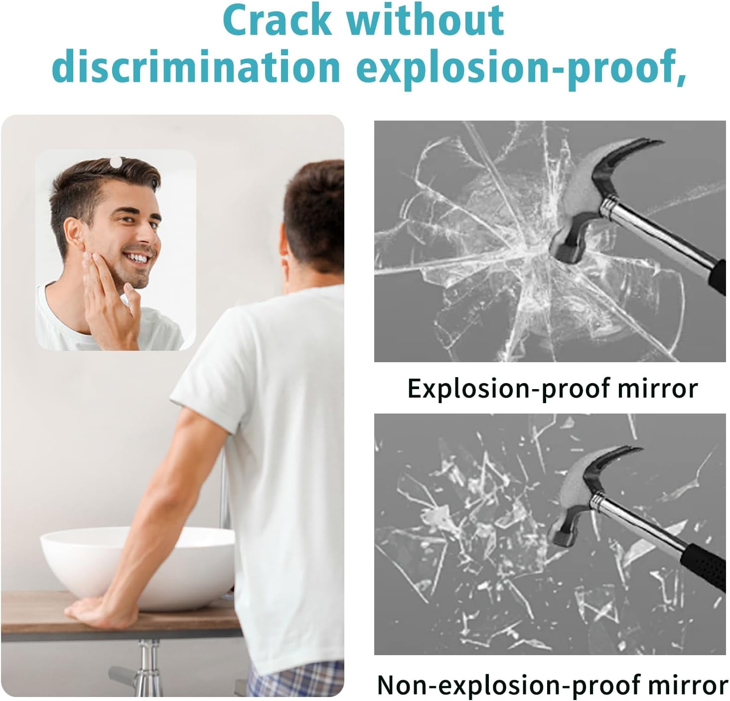 Fog-Free Shower Mirror with Shatterproof Acrylic and Hook