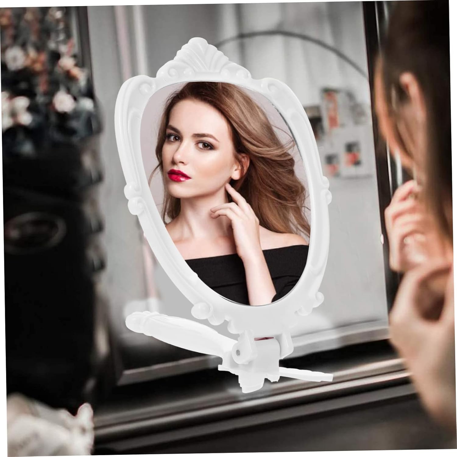 Healeved Small Mirror Makeup Retro Folding Wall-Mounted Vanity Mirror
