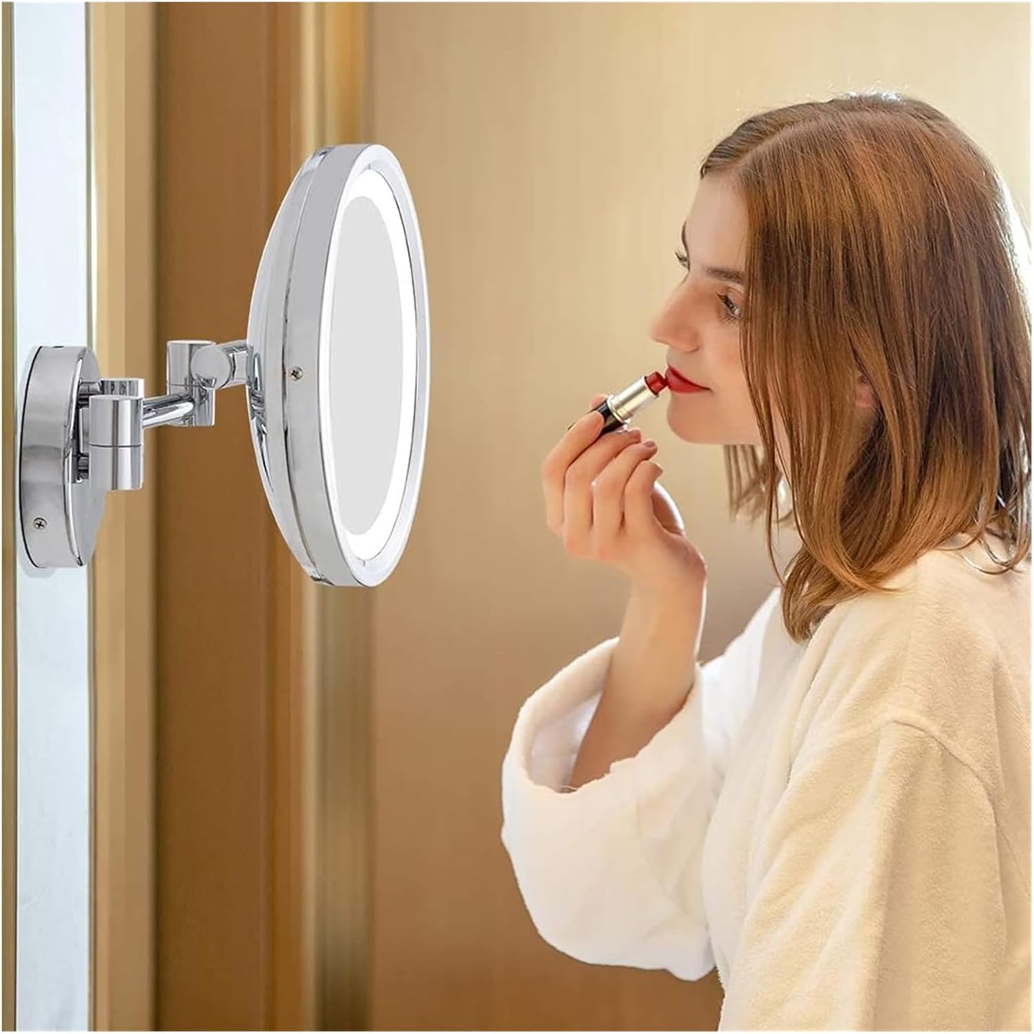LED Vanity Mirror with Touch Sensor and Swivel Arm