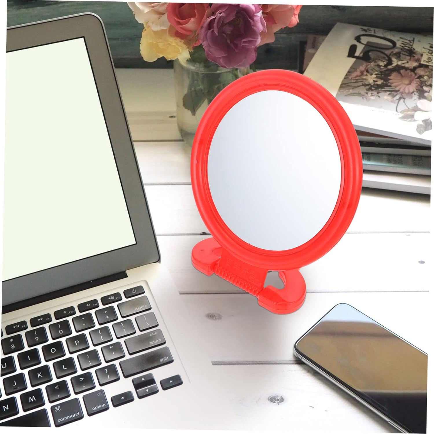 SAFIGLE Classic Red Makeup Mirror Wall or Table Mount