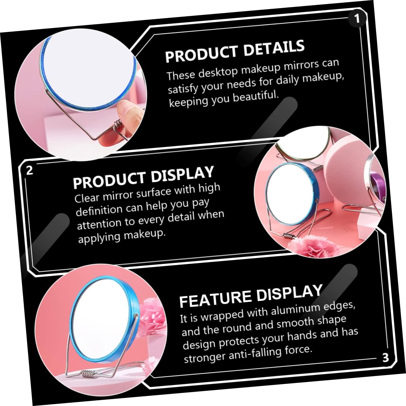Round Double-Sided Foldable Makeup Mirror
