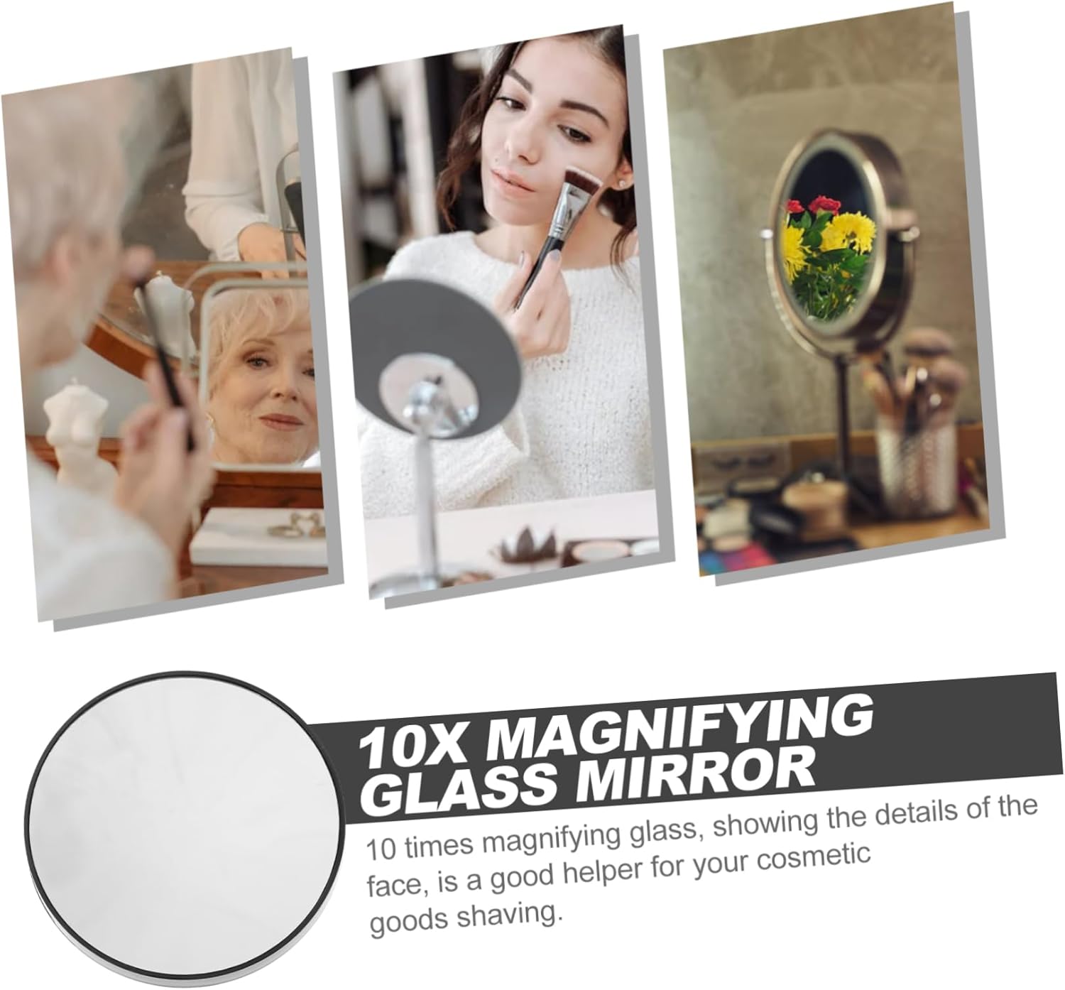 OUNONA 10x Magnifying Mirror with Suction Cups Black