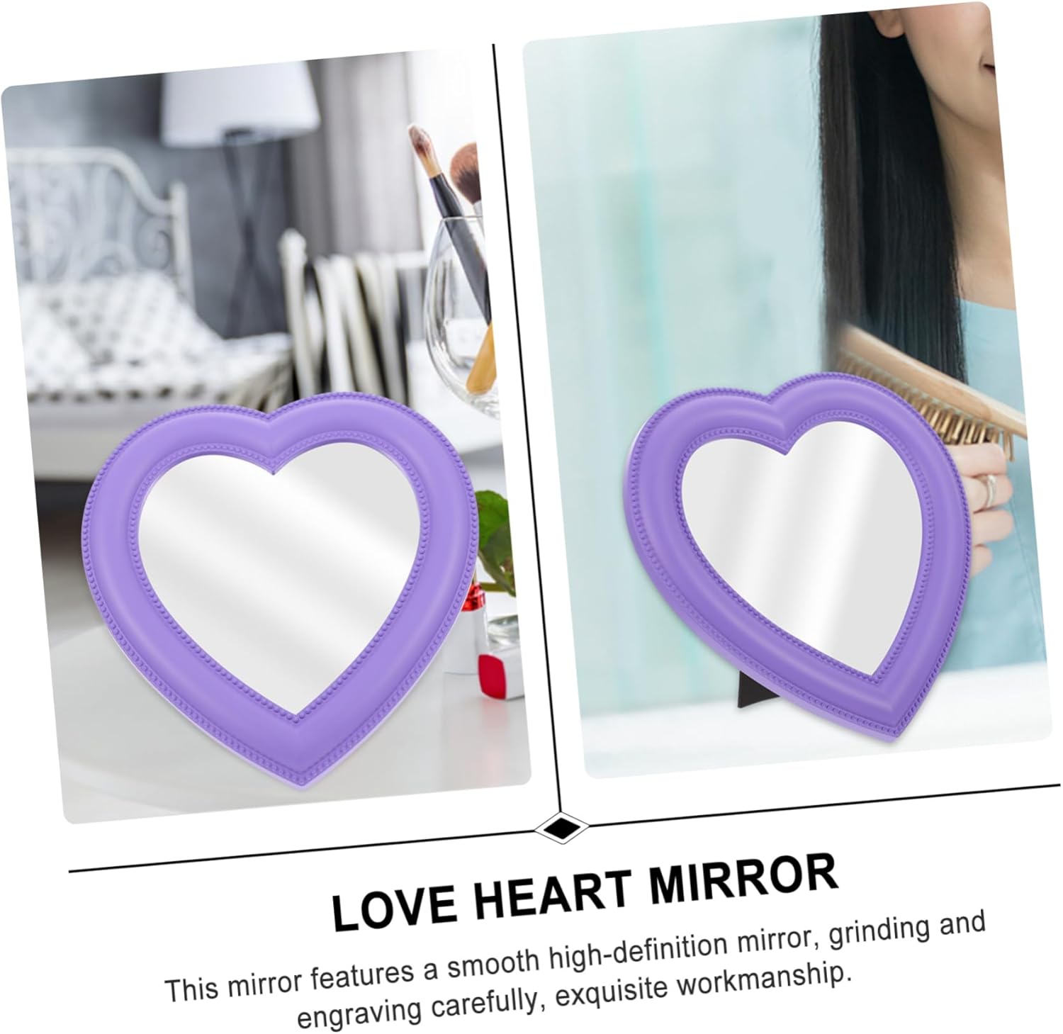 Cute Heart-Shaped Rotating Makeup Mirror