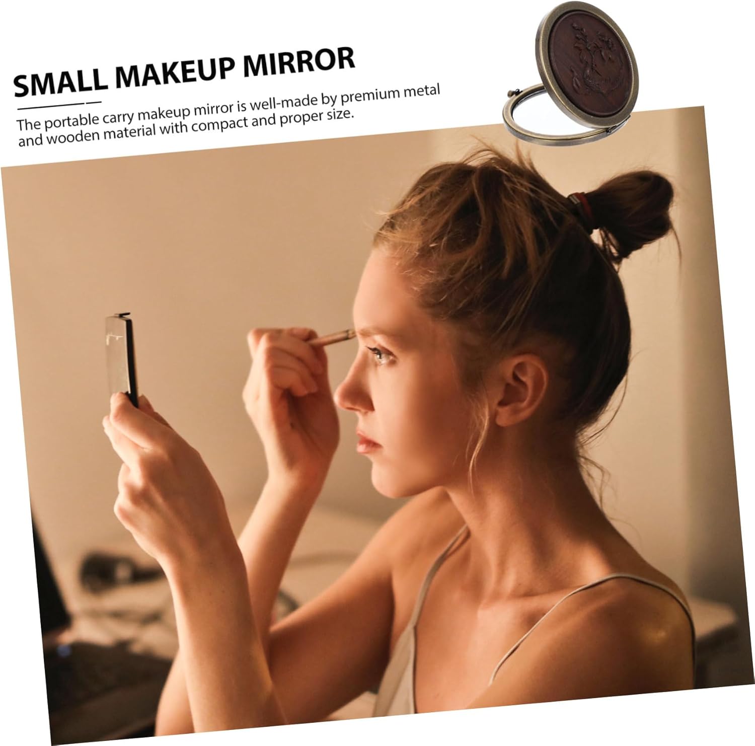 Didiseaon Foldable Makeup Mirror with Antique Wood Design