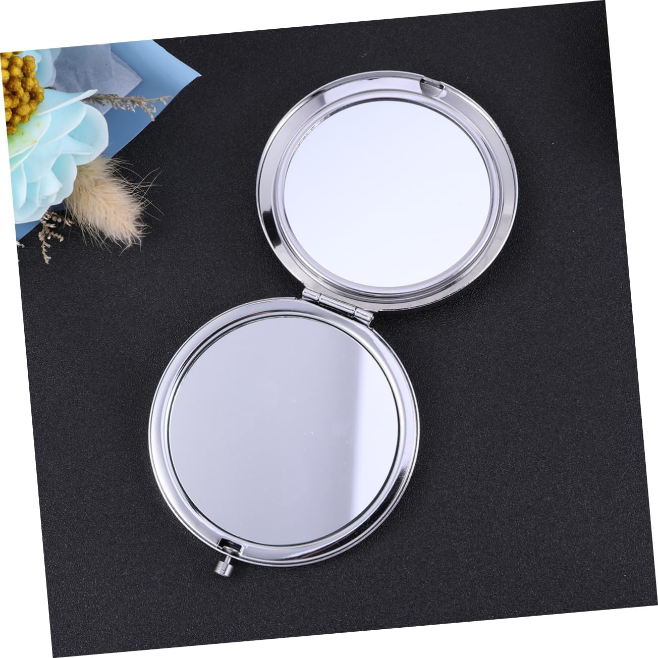 HONMEET Black Double-Sided Compact Folding Mirror for Travel