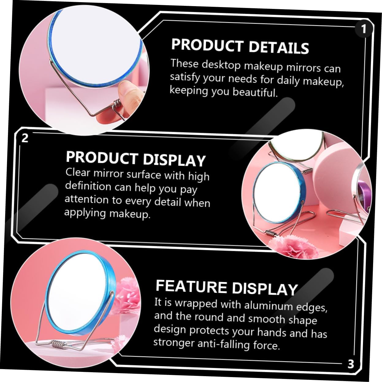 LIFKOME Double-Sided Foldable Makeup Mirror