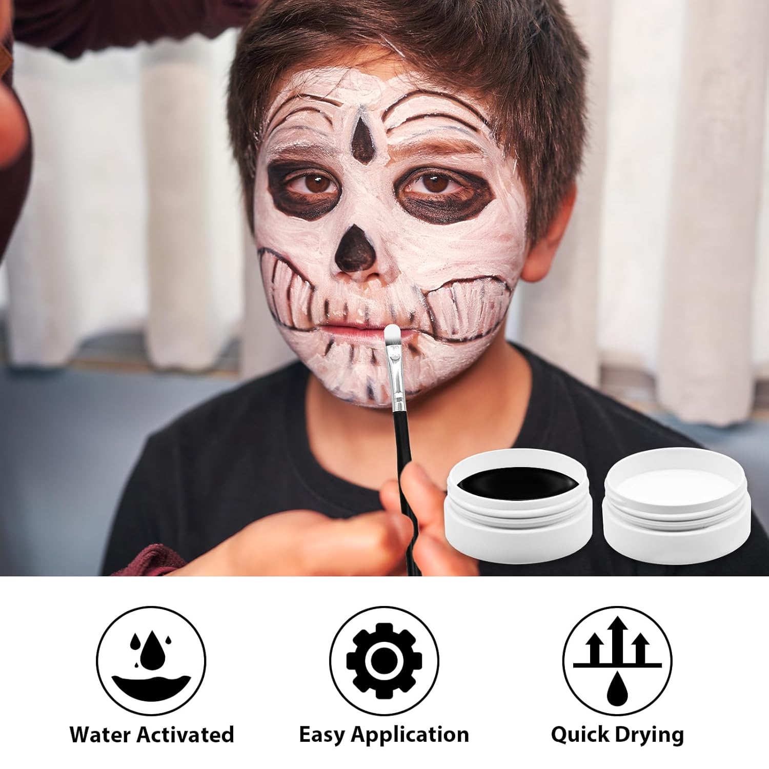 GCCL Black White Face Paint Set - 247 oz Professional Kit