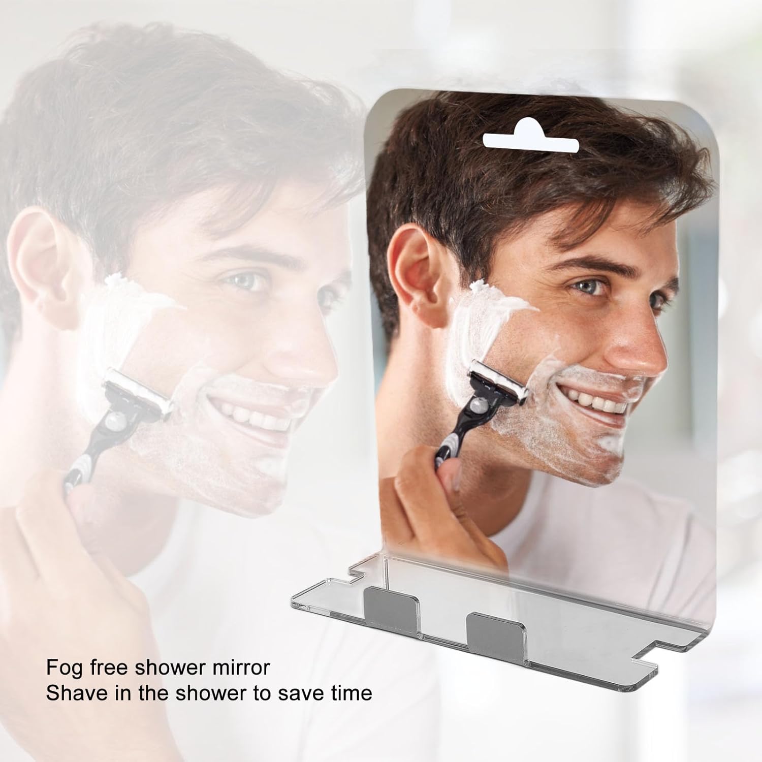 Fogless Shower Mirror with Stainless Steel Hook for Bathroom