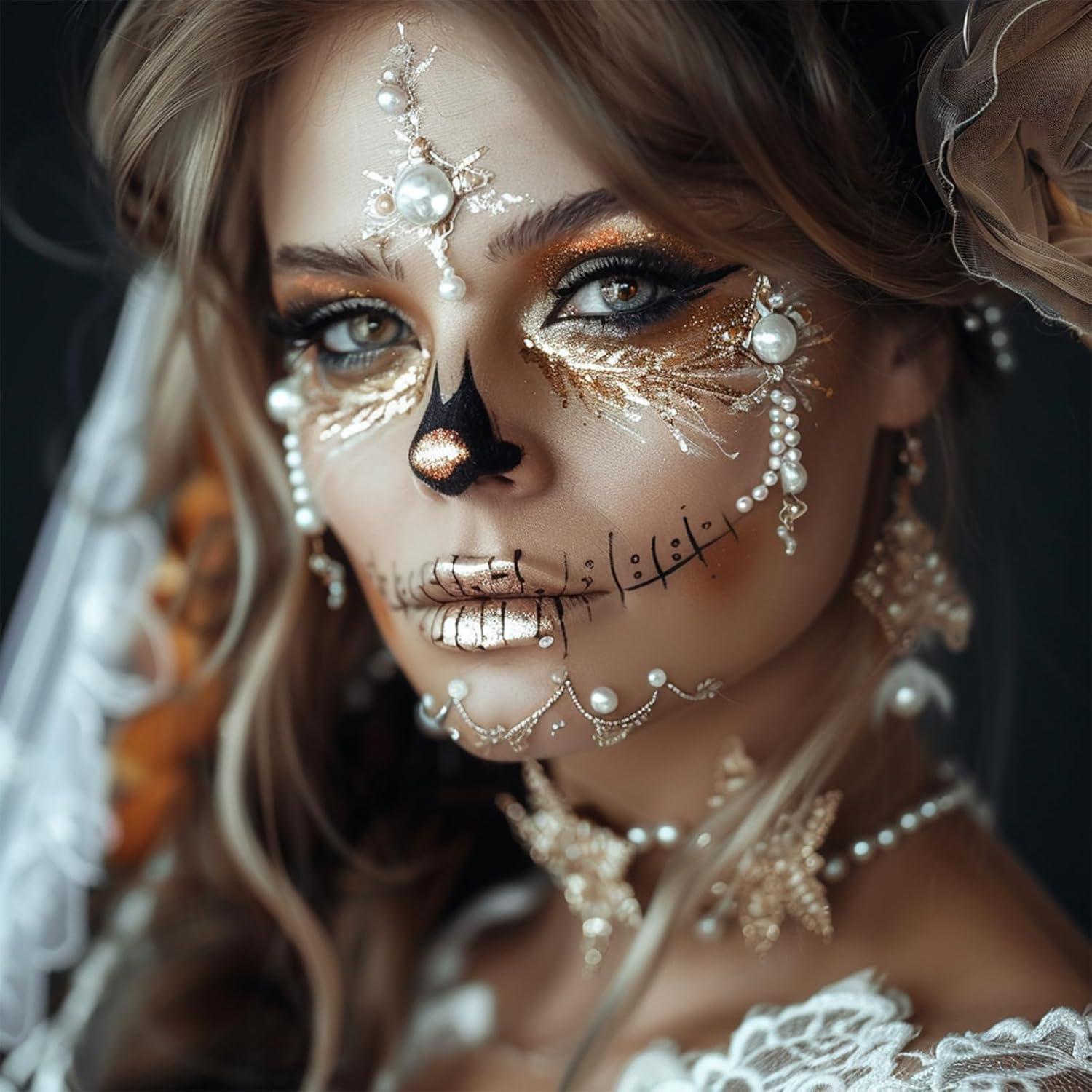 BOBISUKA Halloween Face Paint Kit with Crystal Sheet
