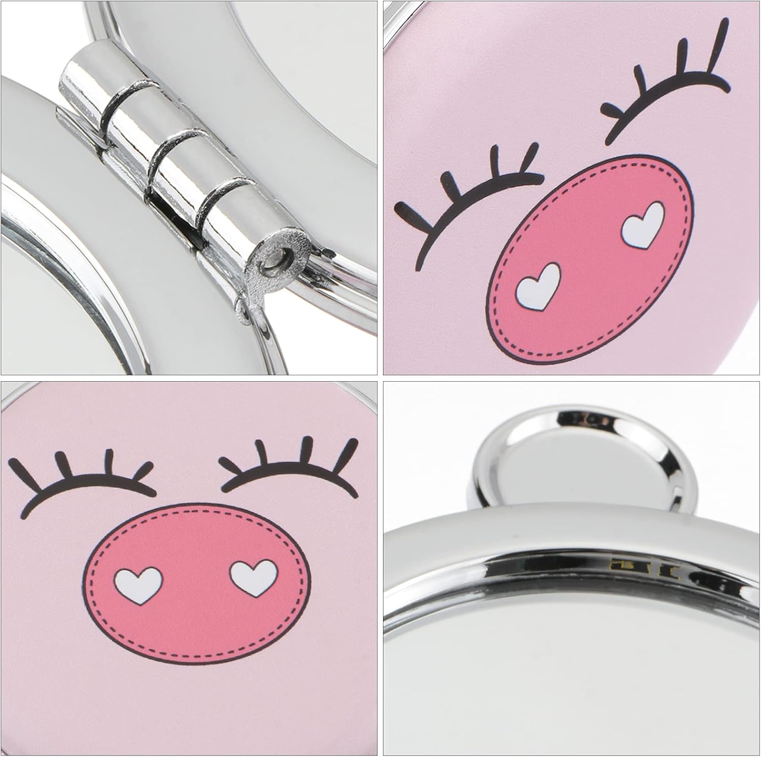 LIFKOME Foldable Double Sided Makeup Mirror with Cute Pig Design
