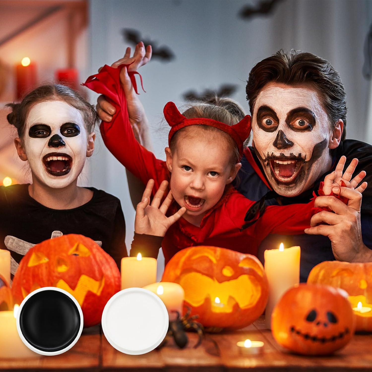 Paezm Face Paint Set - 25 oz Black White Halloween Makeup Kit