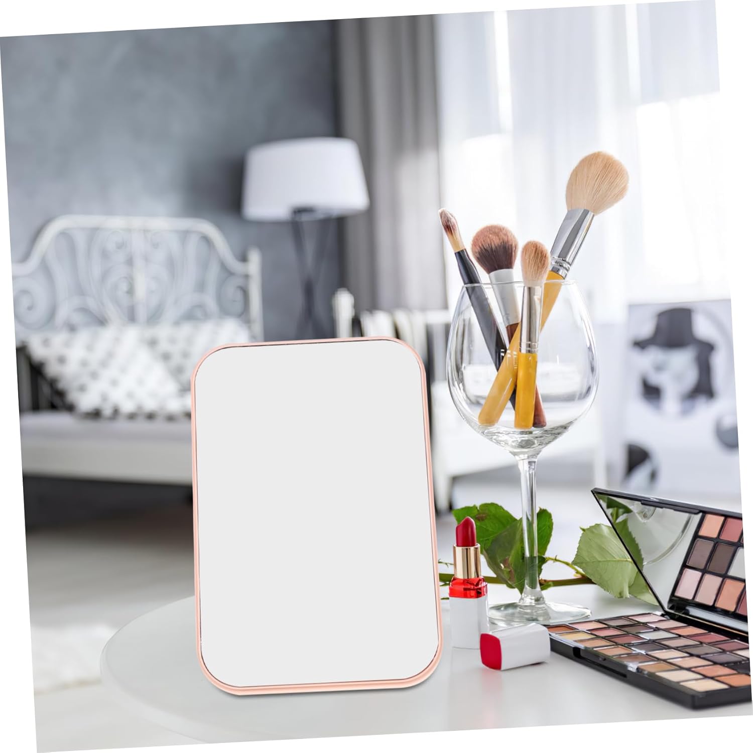 2pcs Lightweight Freestanding Vanity Mirror for Desk and Travel Use 1