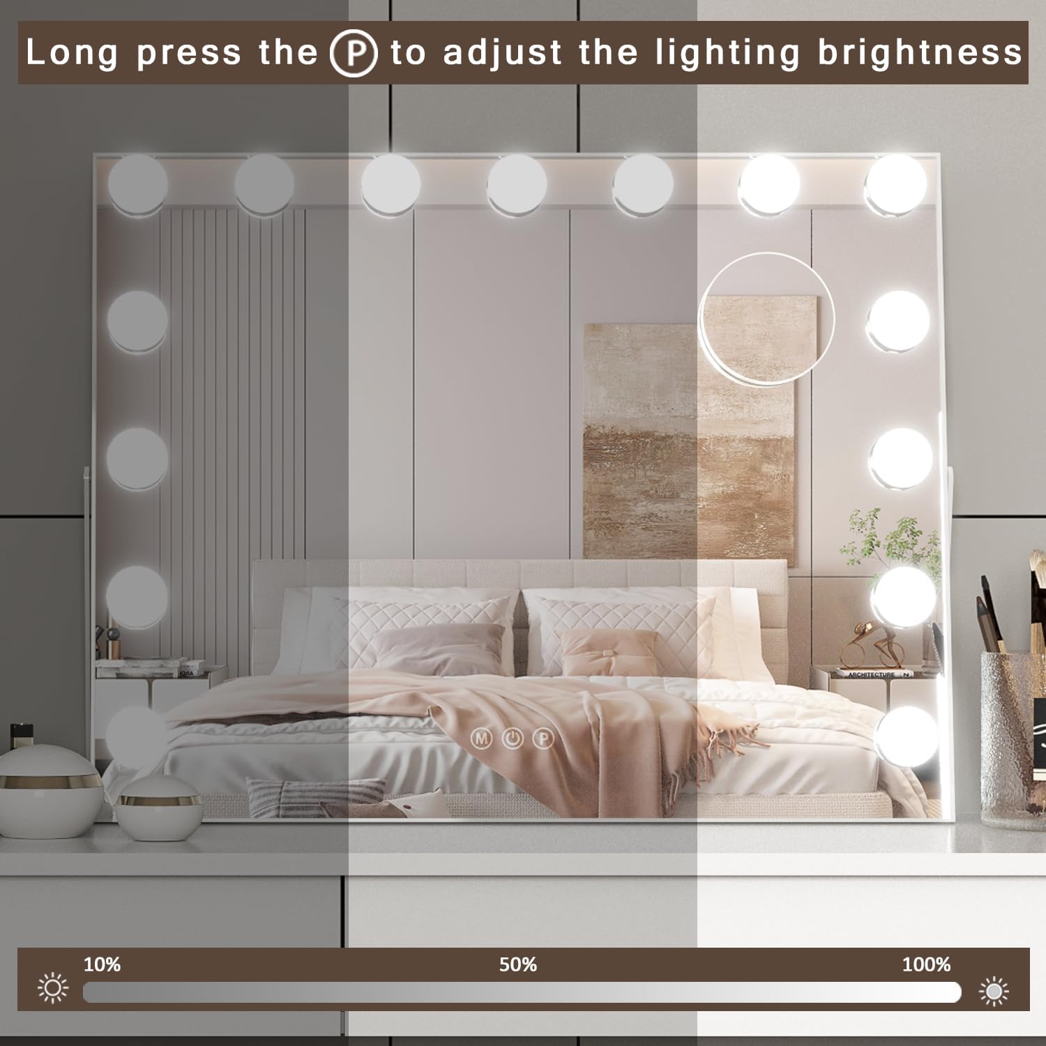 NEUWEABY Vanity Mirror with 15 LED Lights