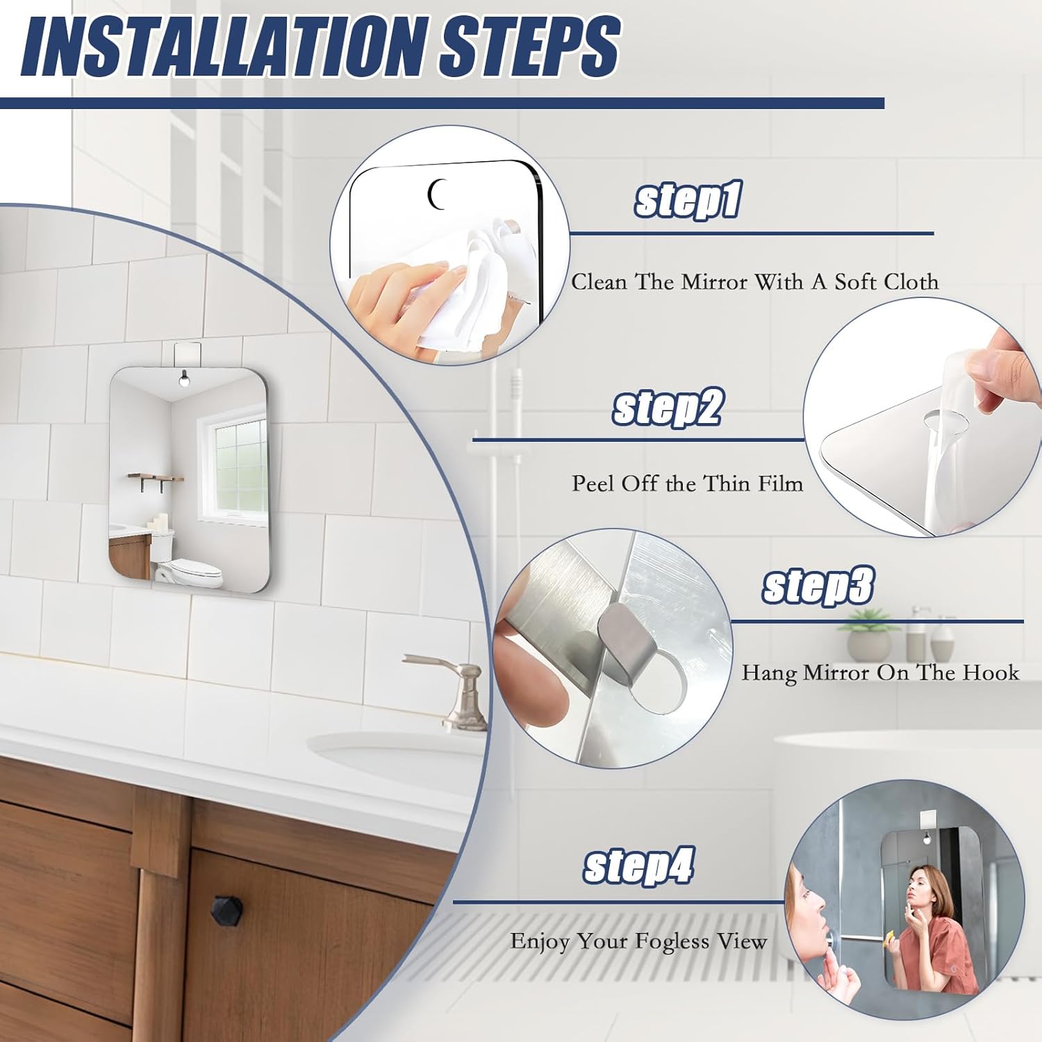 Fogless Shower Mirror for Men and Women 1
