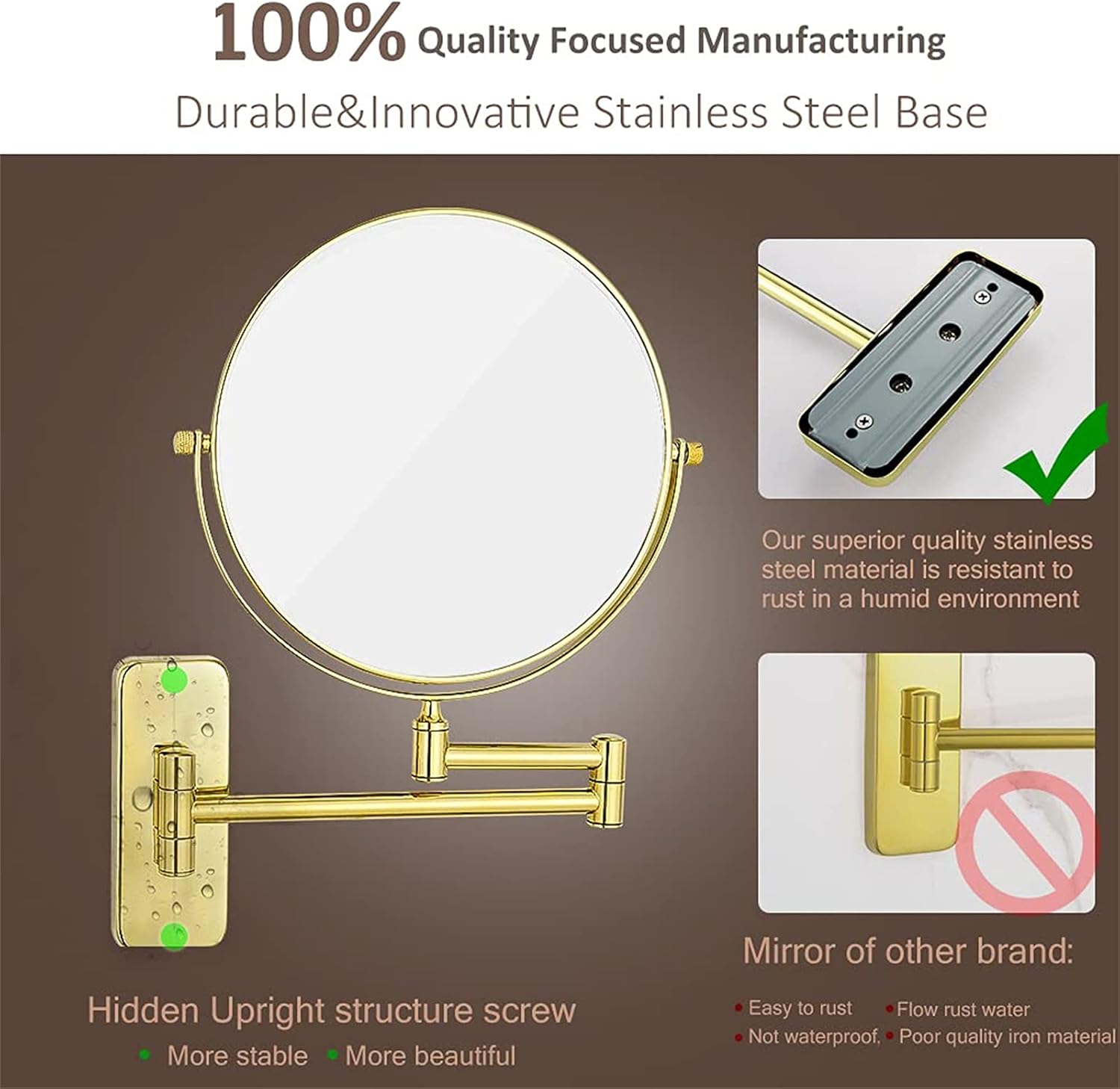 NOVOCE 8 inch Double Sided Makeup Mirror with 7X Magnification