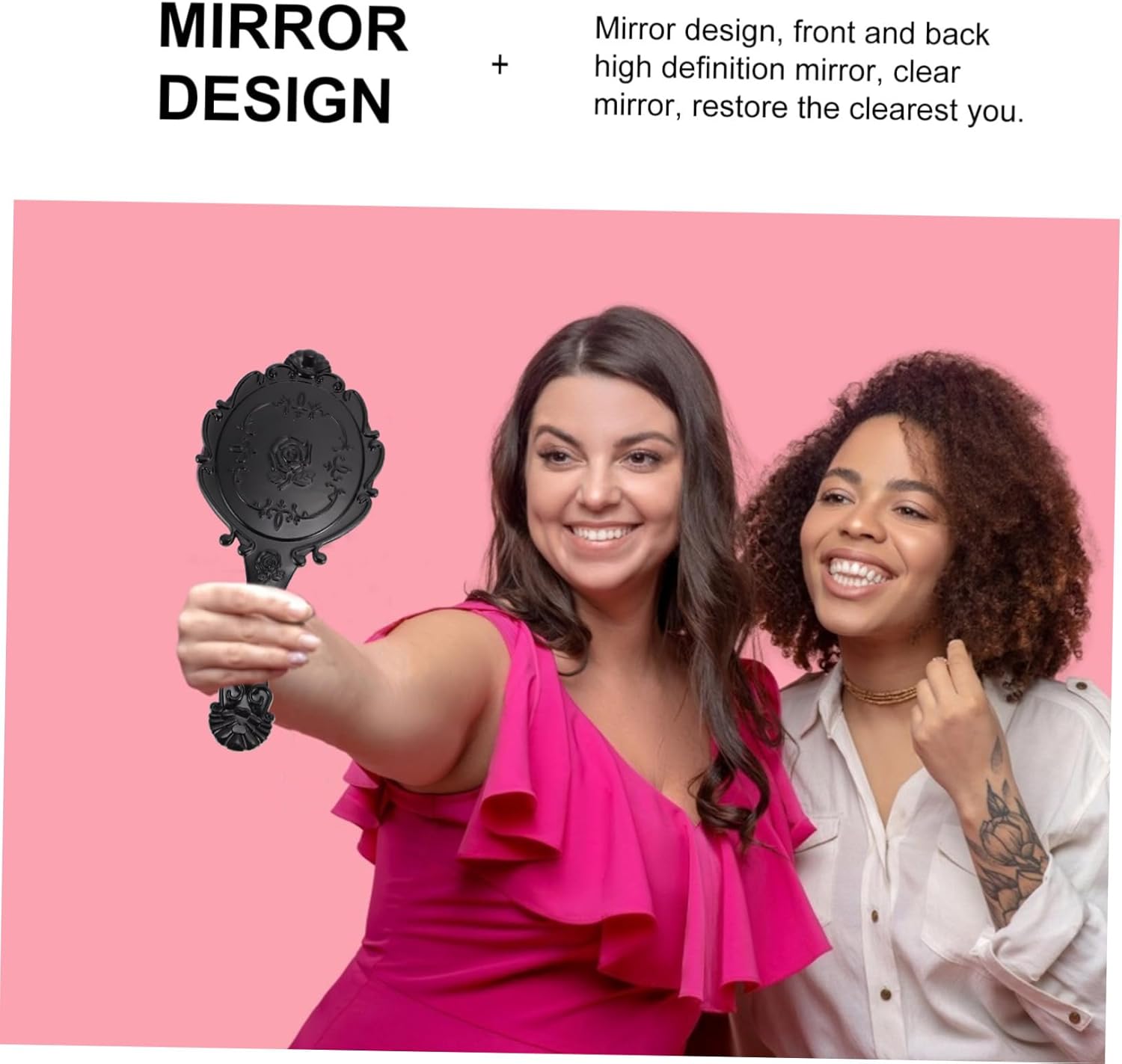 FRCOLOR 2pcs Portable Makeup Mirror Retro Style