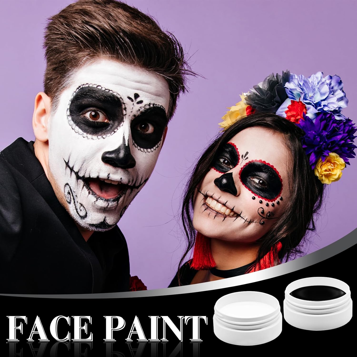 GCCL Black White Face Paint Set - 247 oz Professional Kit