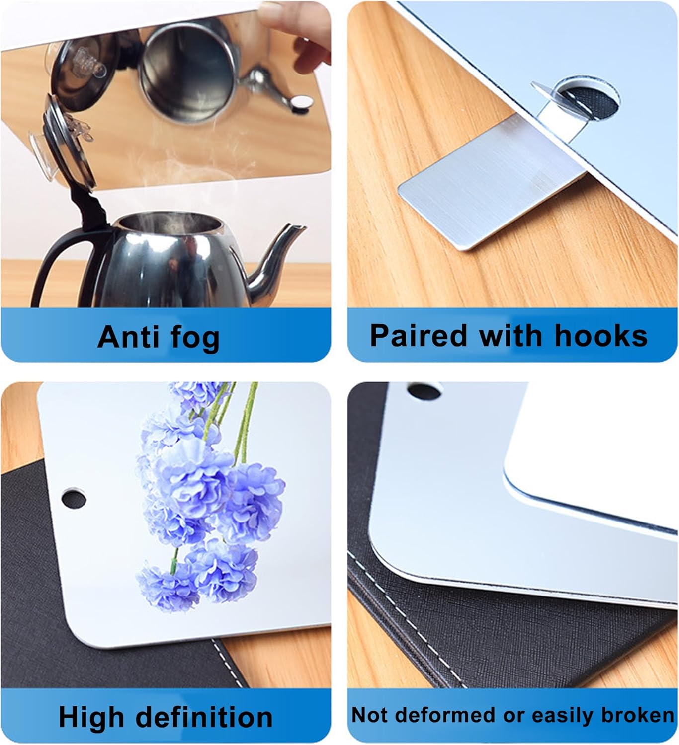 WAURCSY Fogless Shower Mirror 2PCS Set