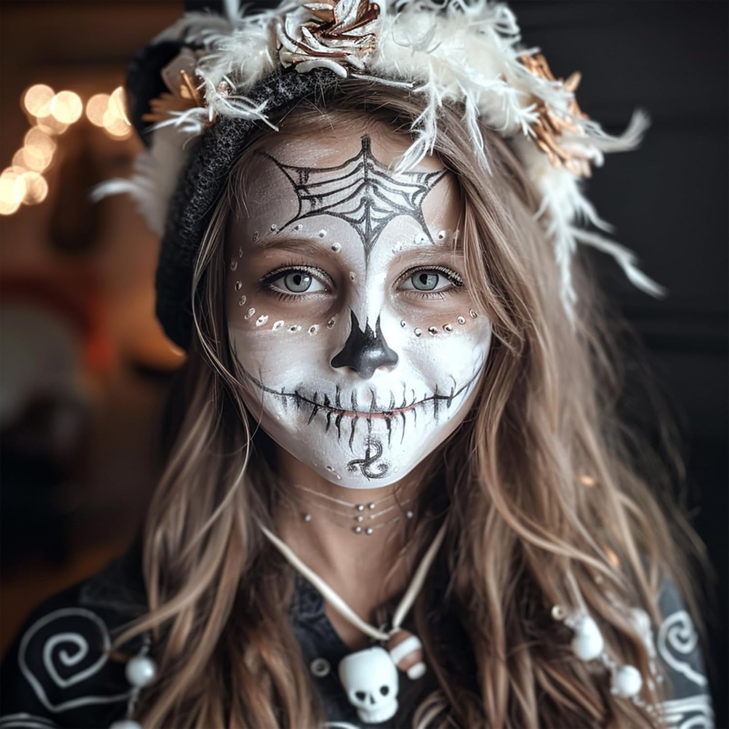 BOBISUKA Halloween Face Paint Kit with Crystal Sheet