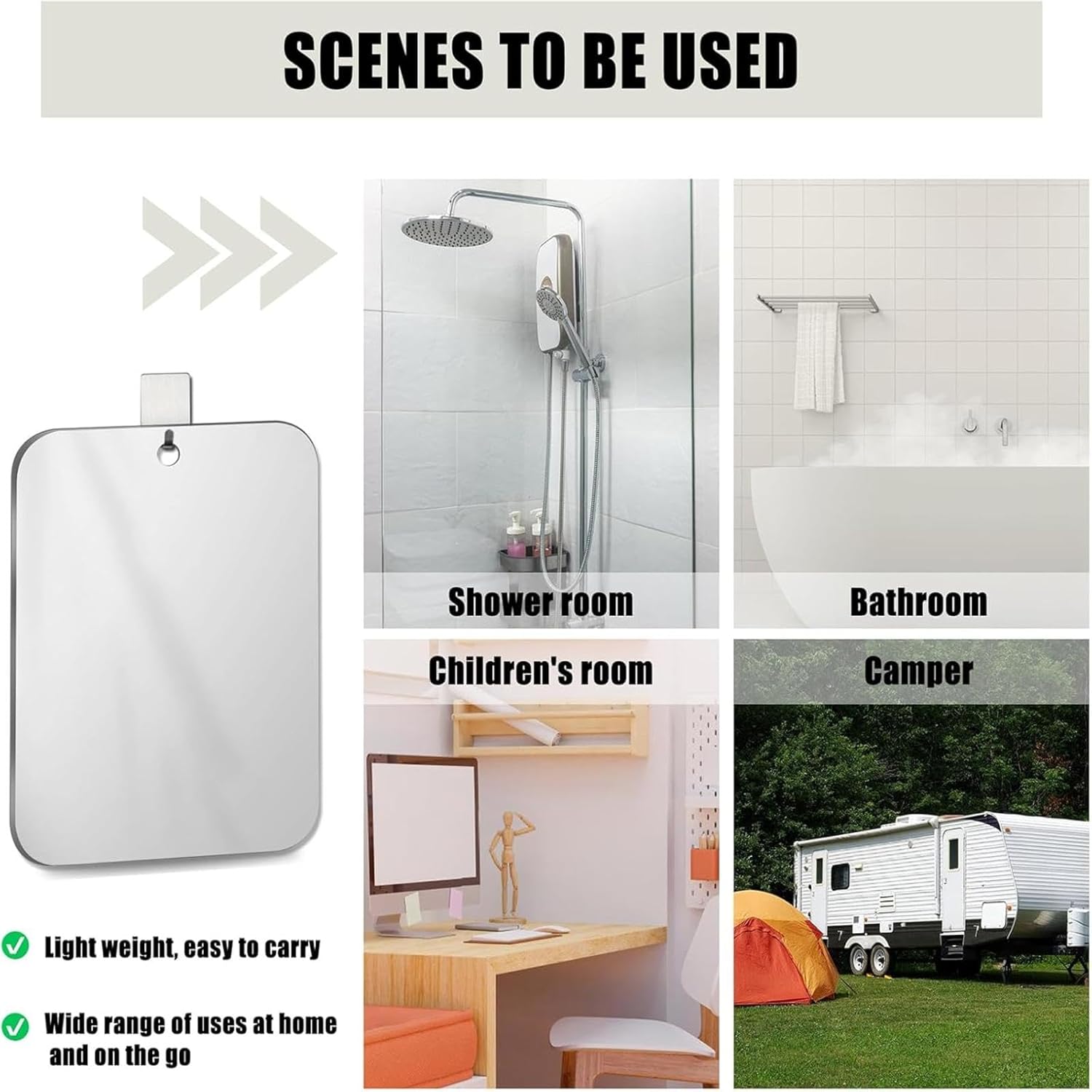 Fogless Shower Mirror for Shaving and Travel