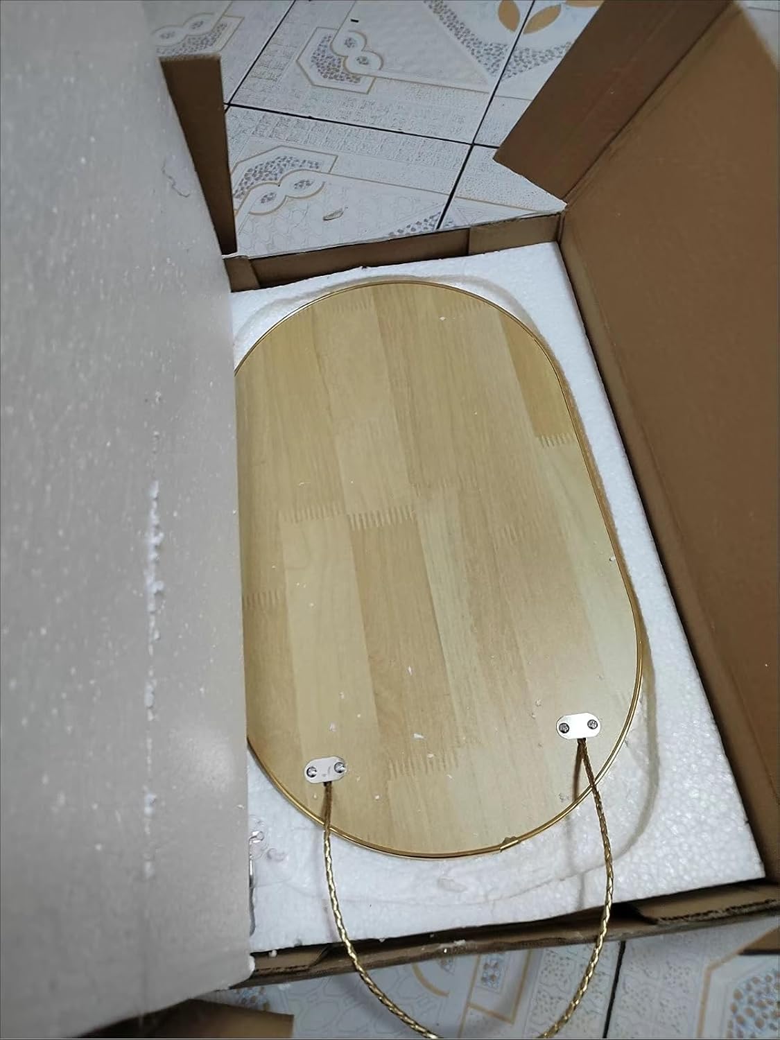 Full Body Door Mirror with Hanging Braided Rope Gold 92x159in