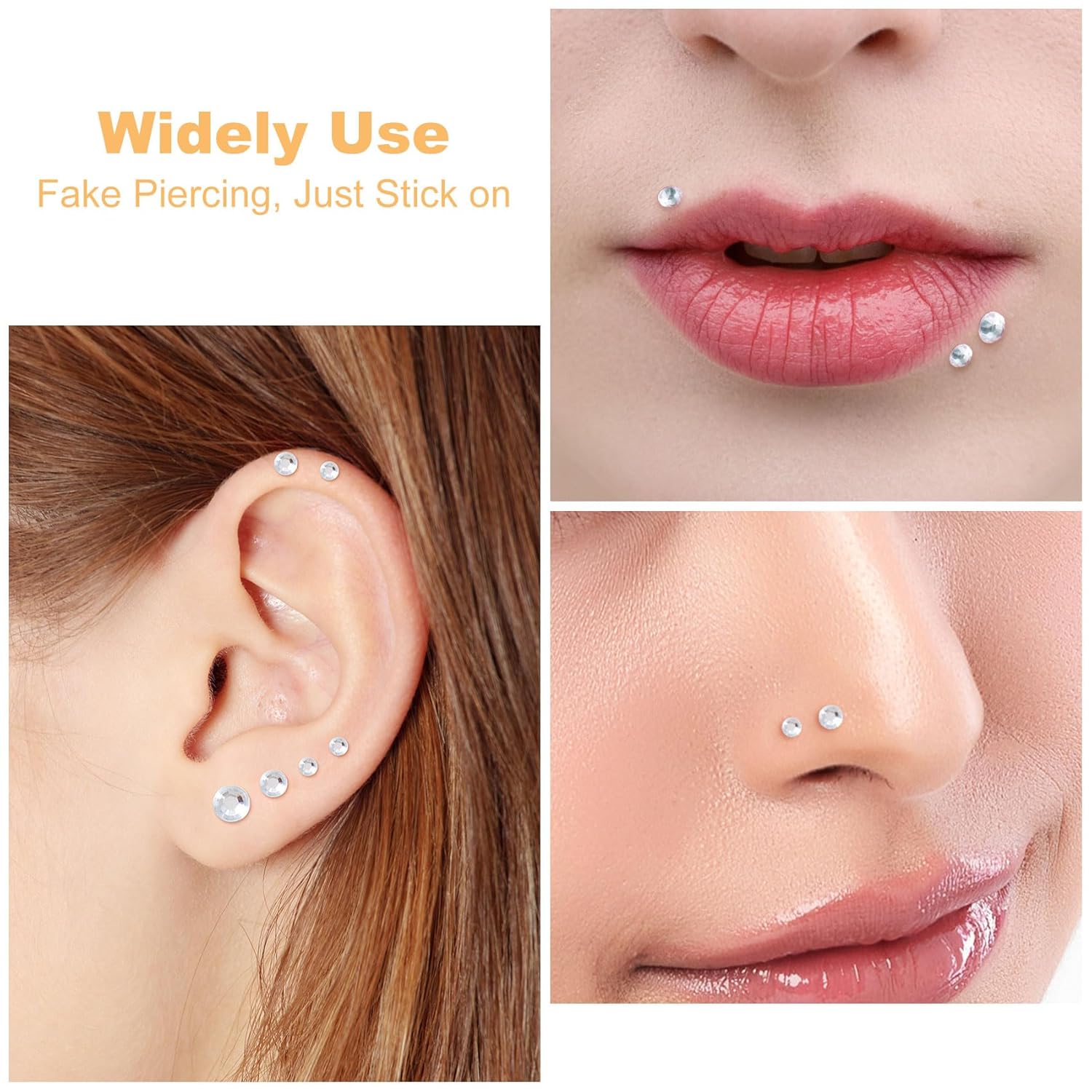 Isslly 4 Sheets Mini Face Hair Gems Stickers