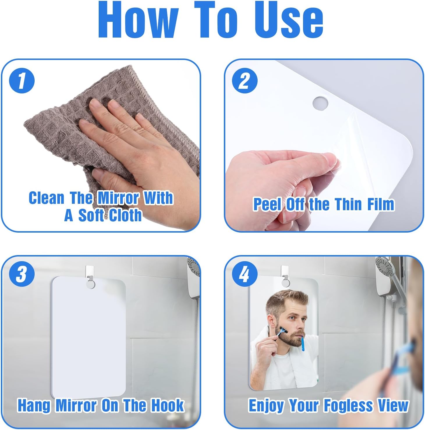Tyqour 8x10 Inch Fogless Wall Hanging Shower Mirror