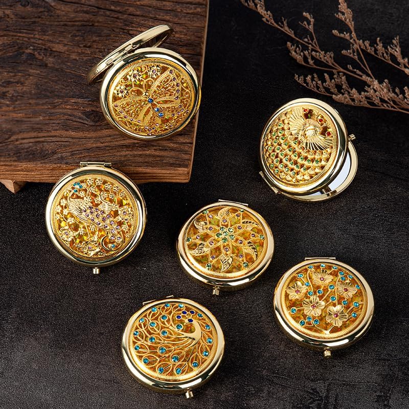 BYVUTE Vintage Foldable Metal Makeup Mirror