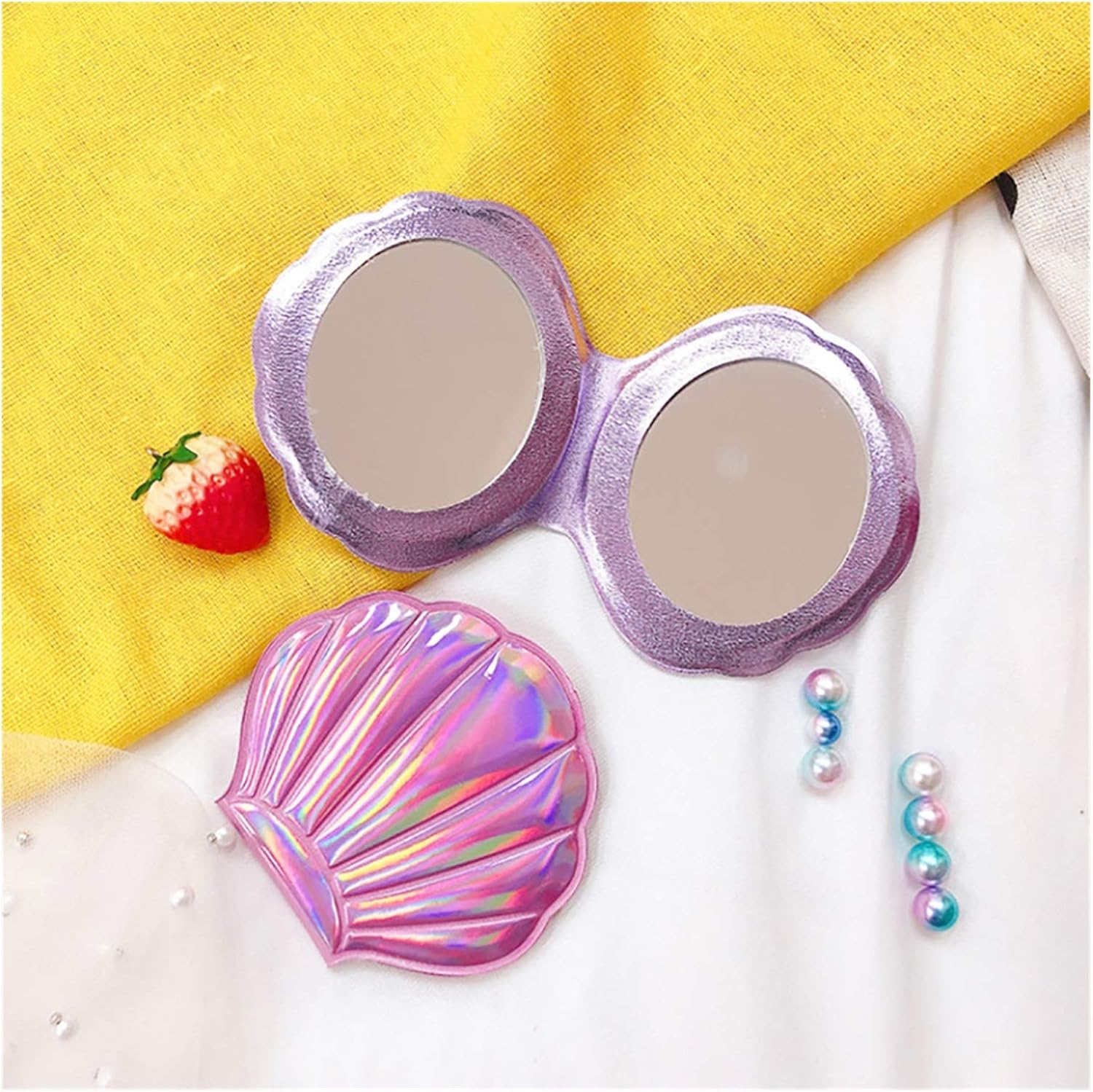 SUNESA 4pc Shell Makeup Mirror with Light 1