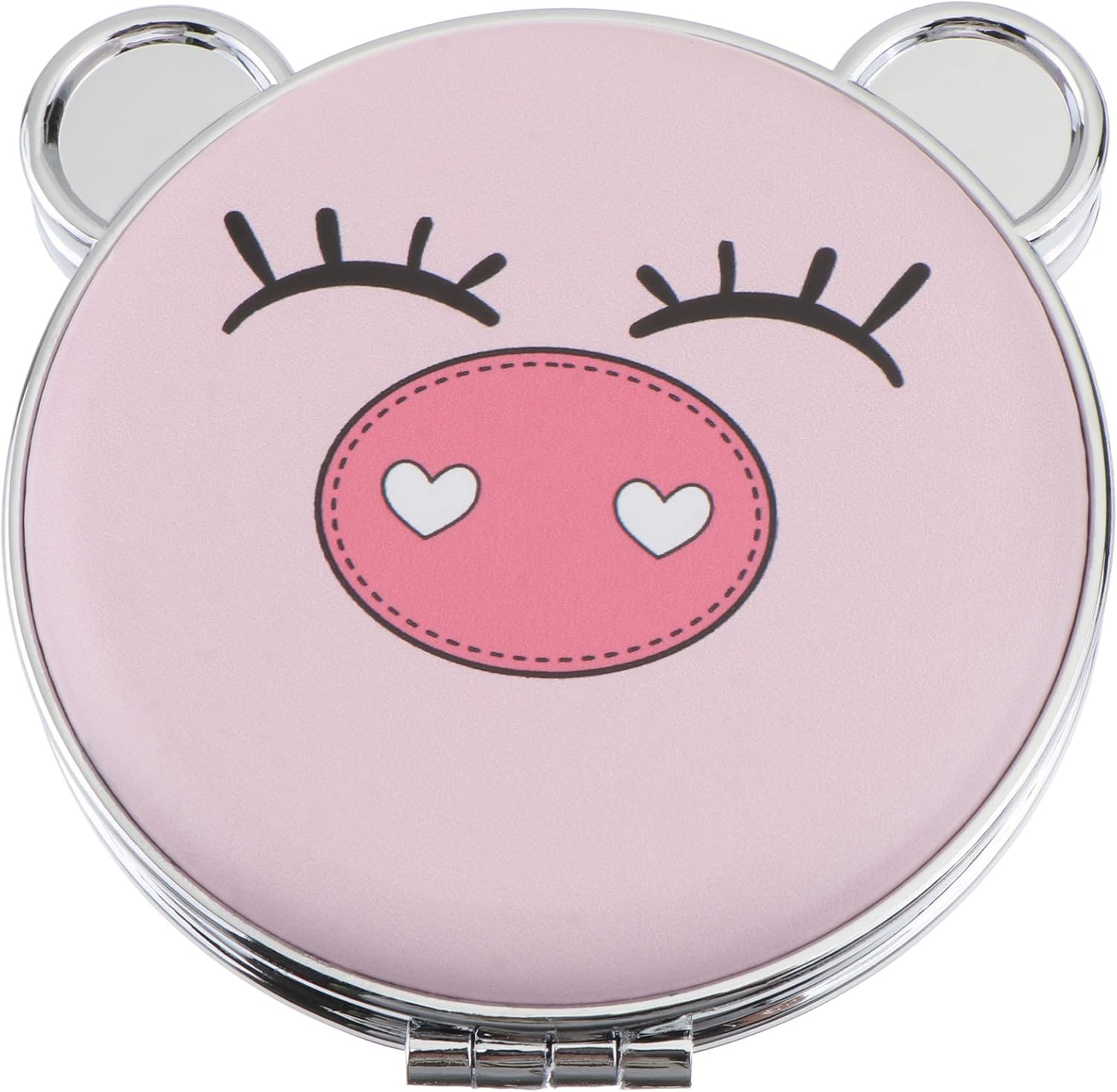 LIFKOME Foldable Double Sided Makeup Mirror with Cute Pig Design