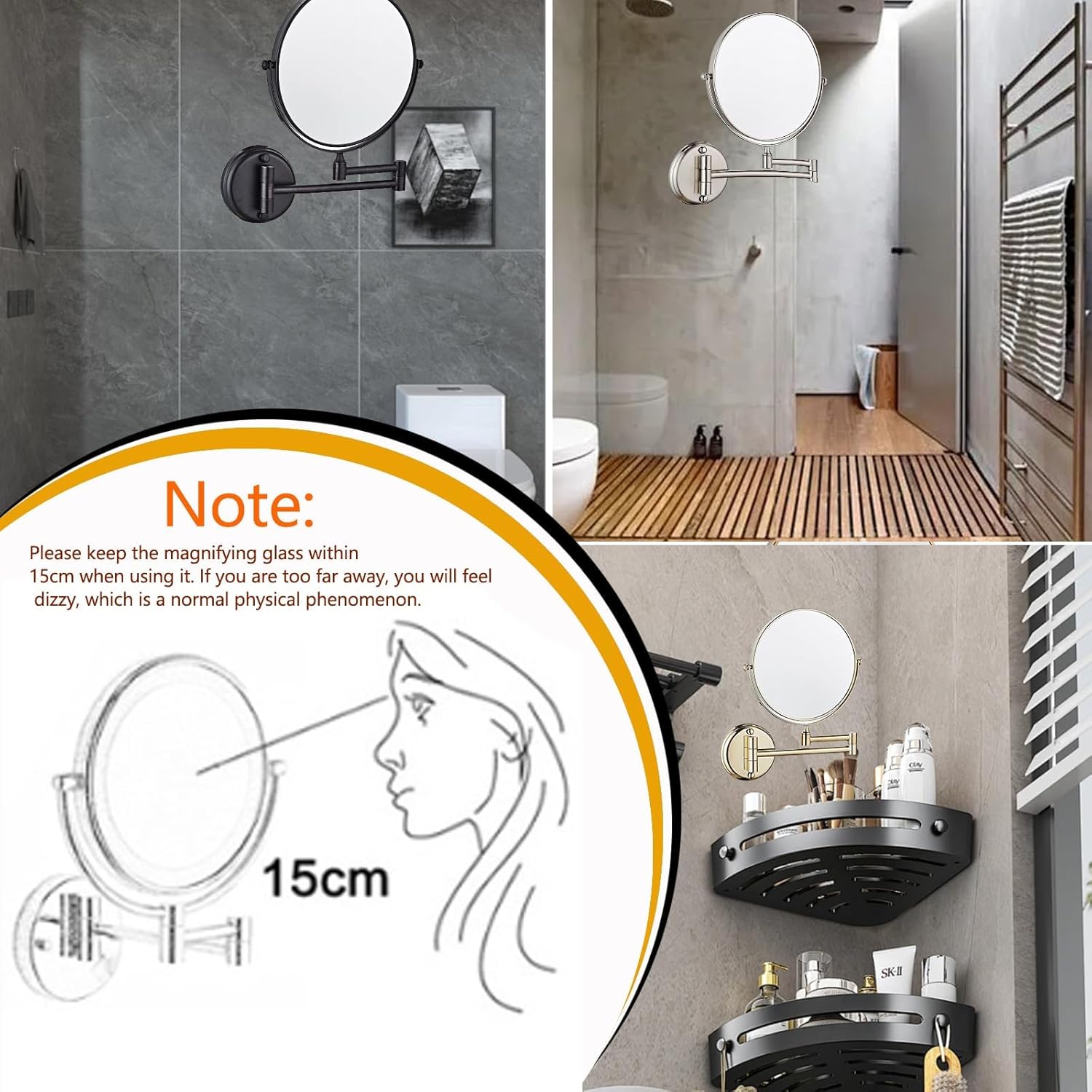 8 Wall Mounted Makeup Mirror with 3X5X10X Magnification 1