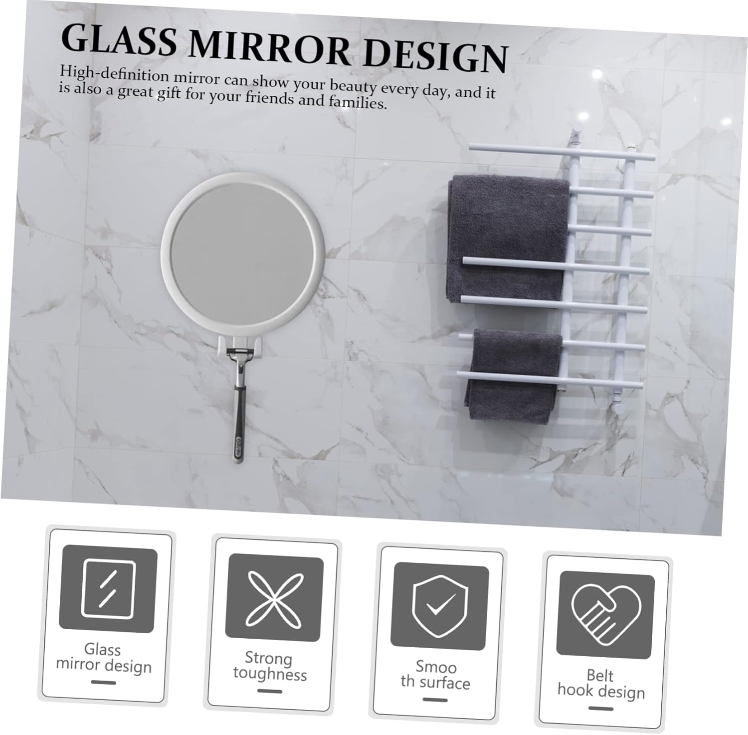 BIUDECO Wall-Mounted Vanity Mirror with Adjustable Angle
