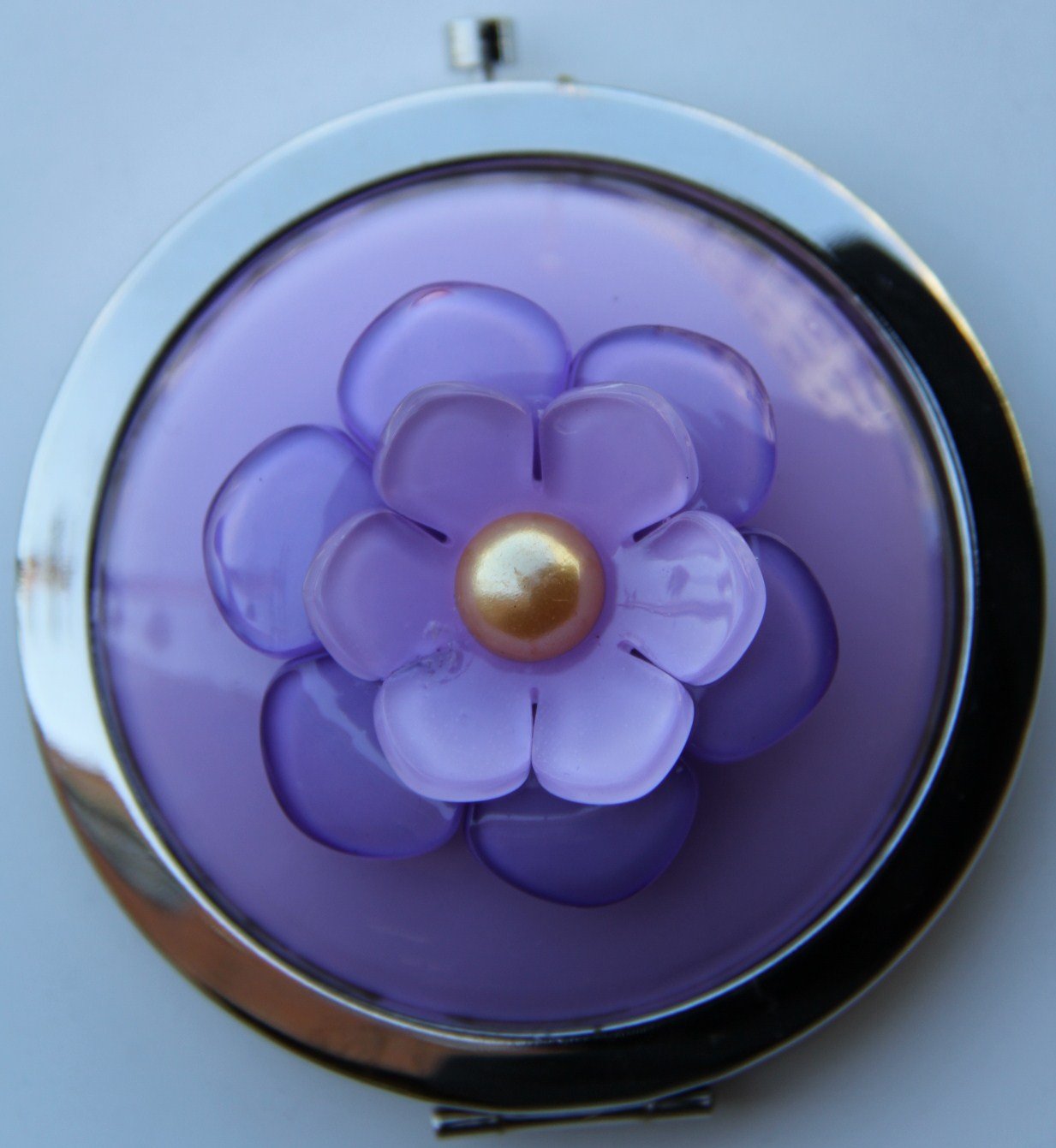 Gift Square Dcor Purse Mirror - Lavender Flower 3D