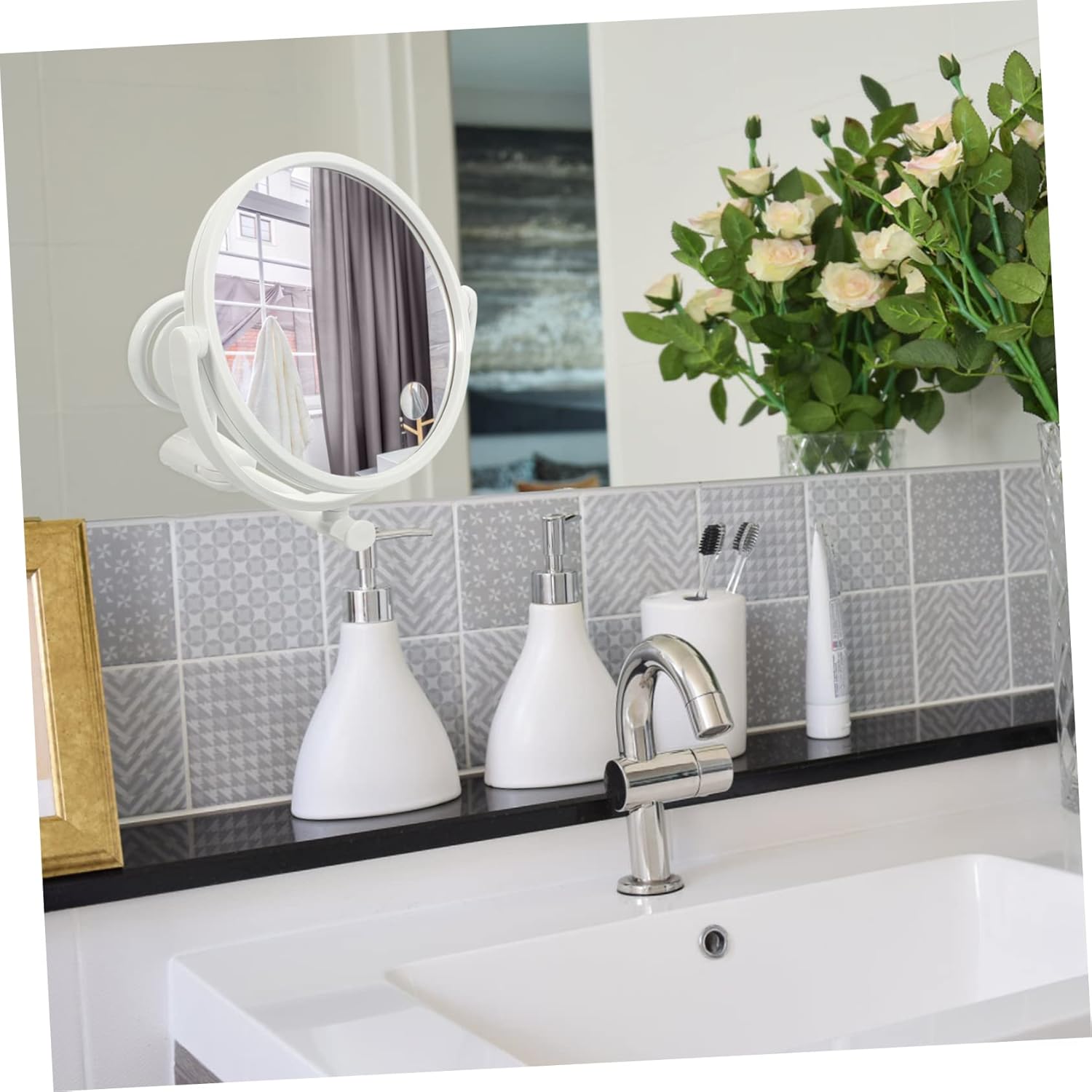 Holibanna Double-Sided Swivel Wall Mirror for Bathroom Bedroom