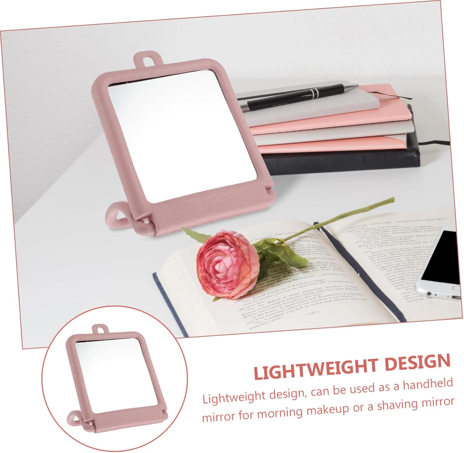 IWOWHERO Compact Desktop Makeup Mirror with Stand