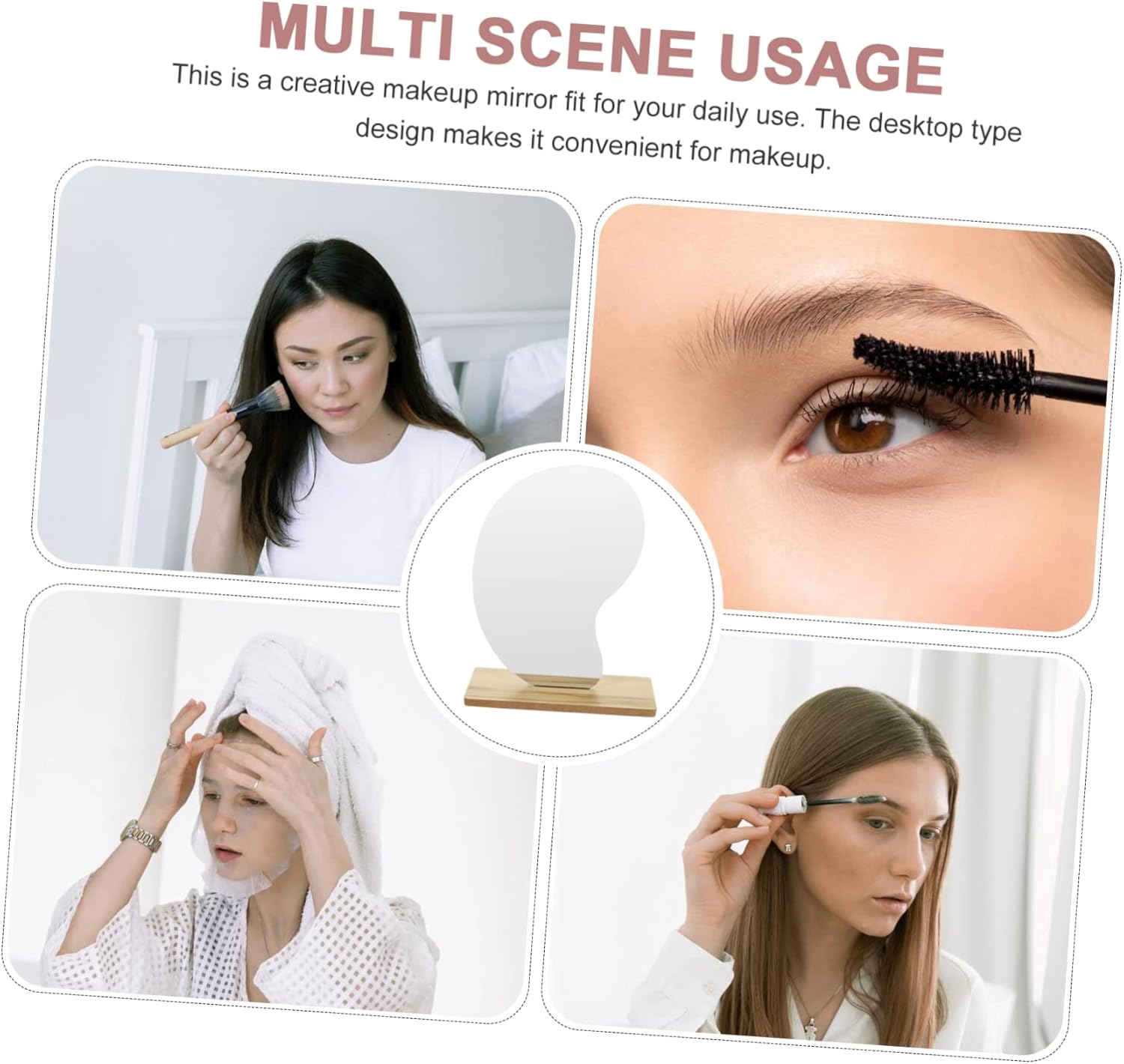 LIFKOME Aesthetic Movable Makeup Mirror with Wooden Stand 1