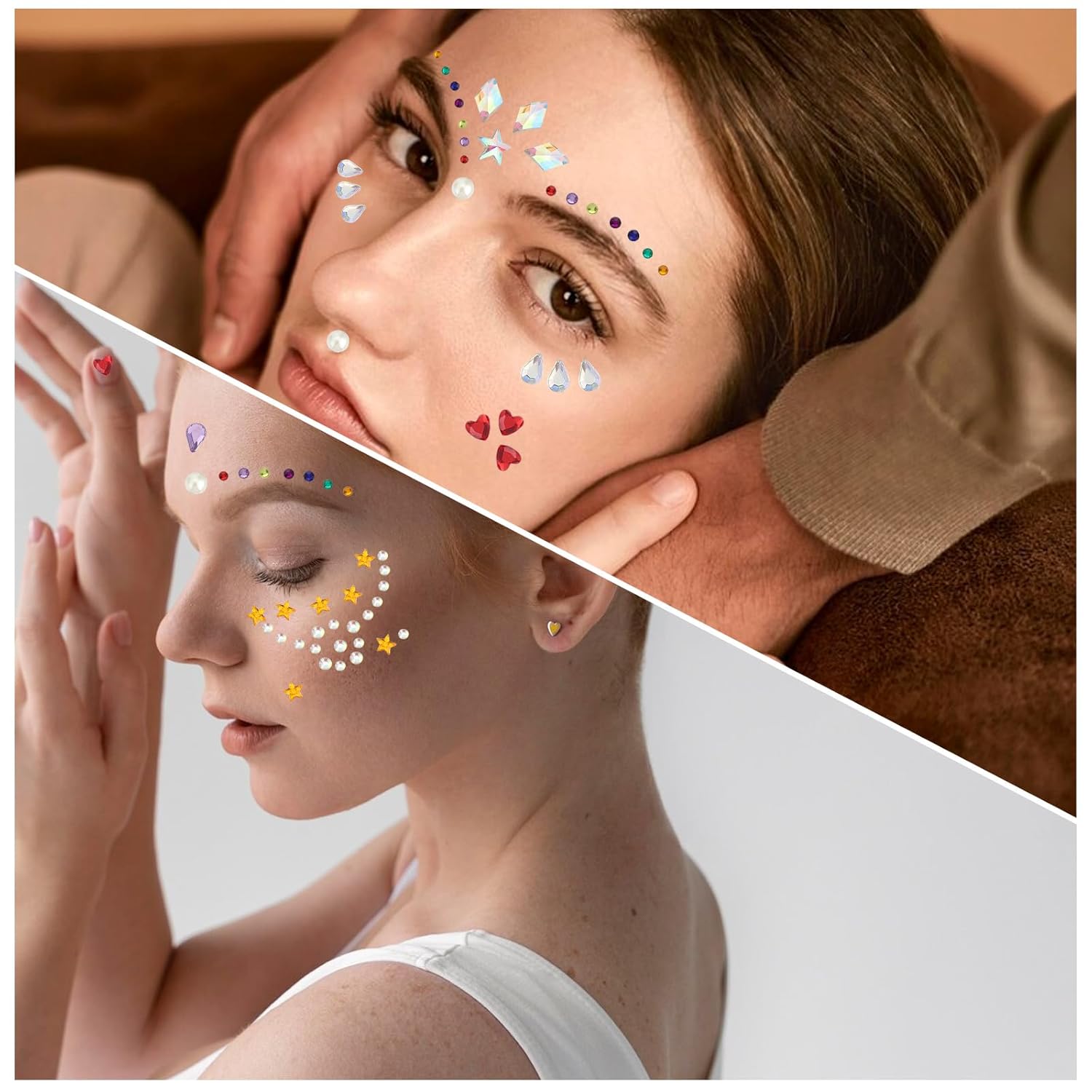 9 Sheets Self Adhesive Face Gems Stickers