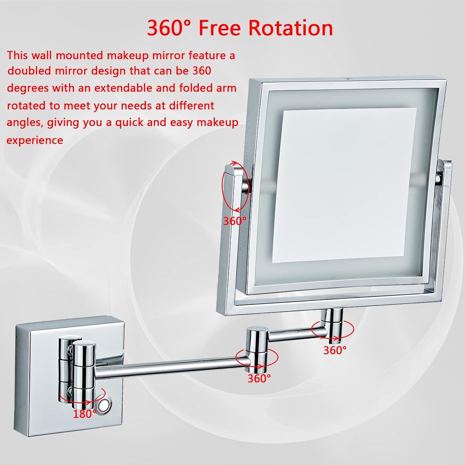 LED Wall Mounted Makeup Mirror with 360 Swivel and 3X Magnification 1