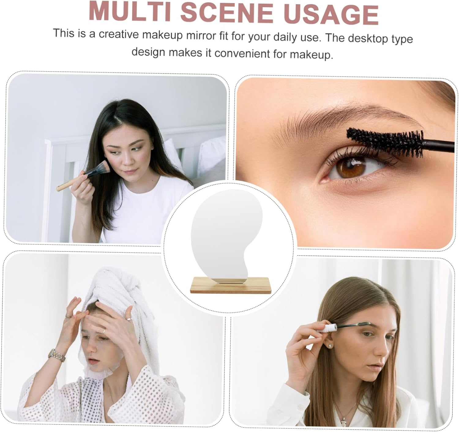 ERINGOGO Desktop Makeup Mirror with Wooden Base