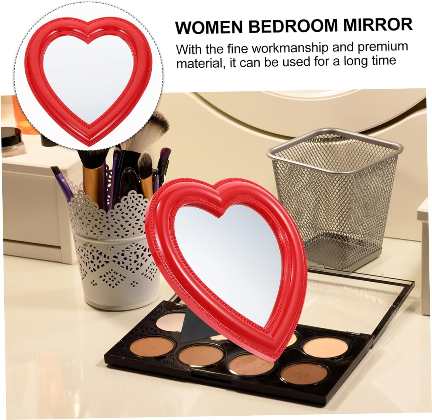 Heart Shaped Desktop Makeup Mirror Wall Vanity Mirror for Women