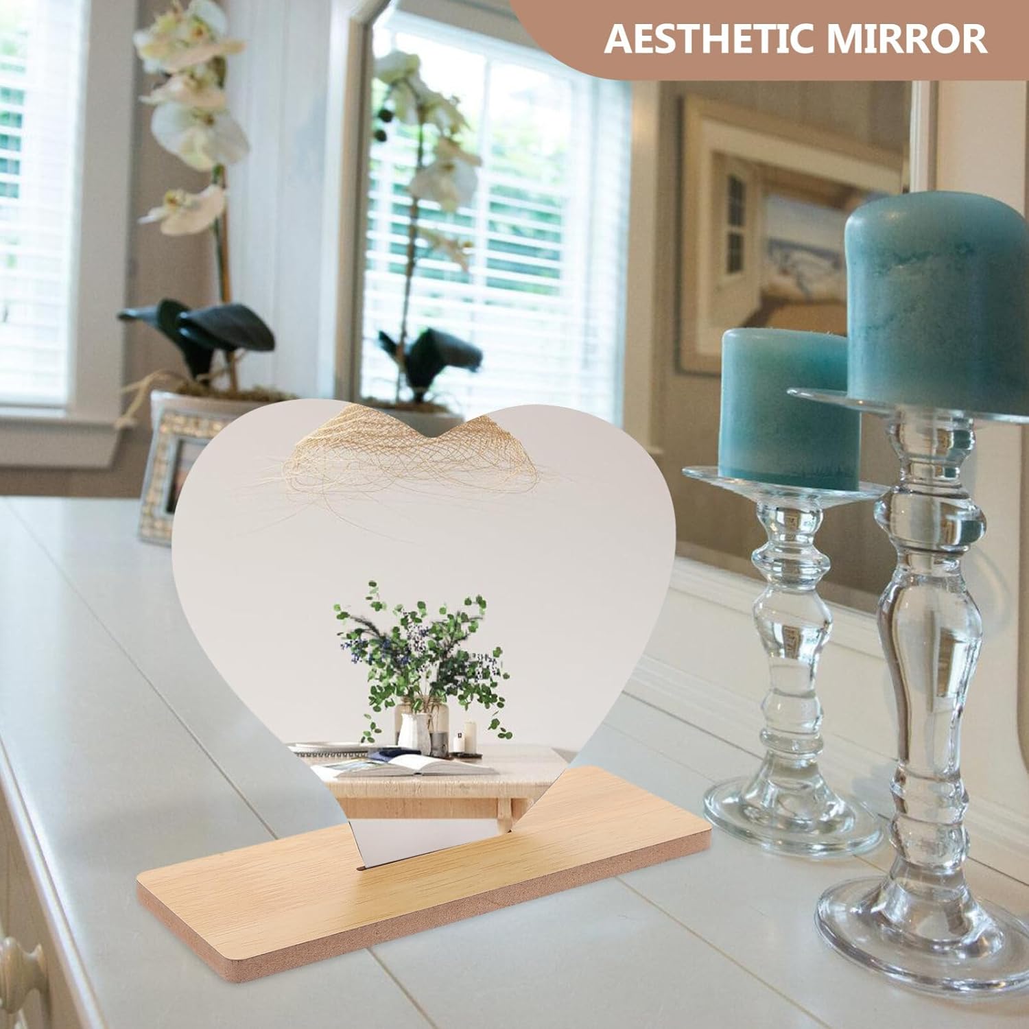 Kichvoe Irregular Heart-Shaped Makeup Mirror with Base