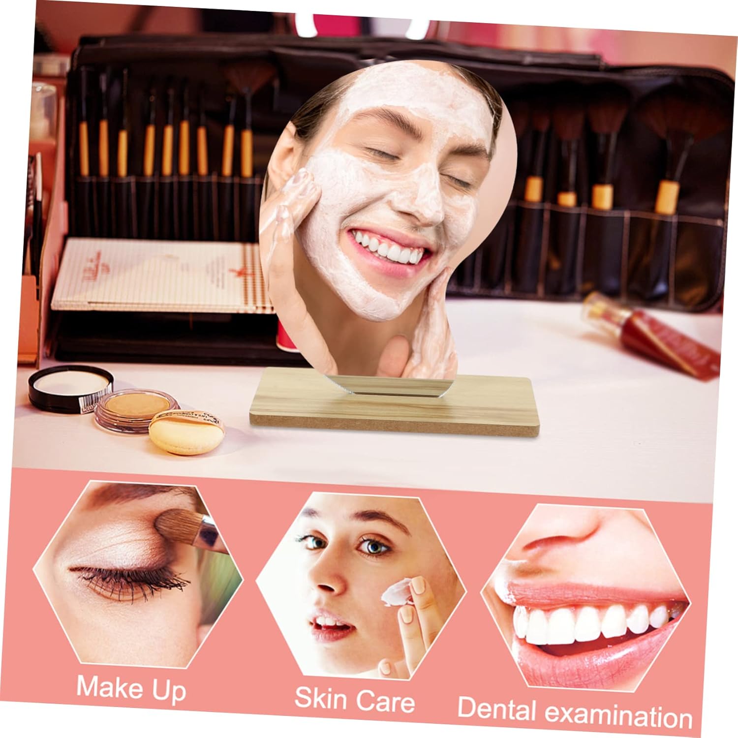 MAGICLULU Desktop Vanity Mirror with Wooden Base