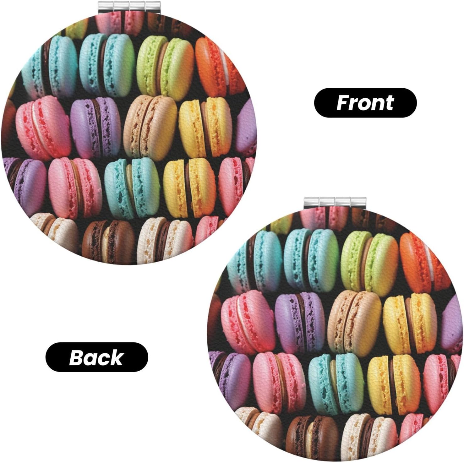 Macaron Biscuit Flavored Pastries Compact Travel Mirror 2X 1X Magnification
