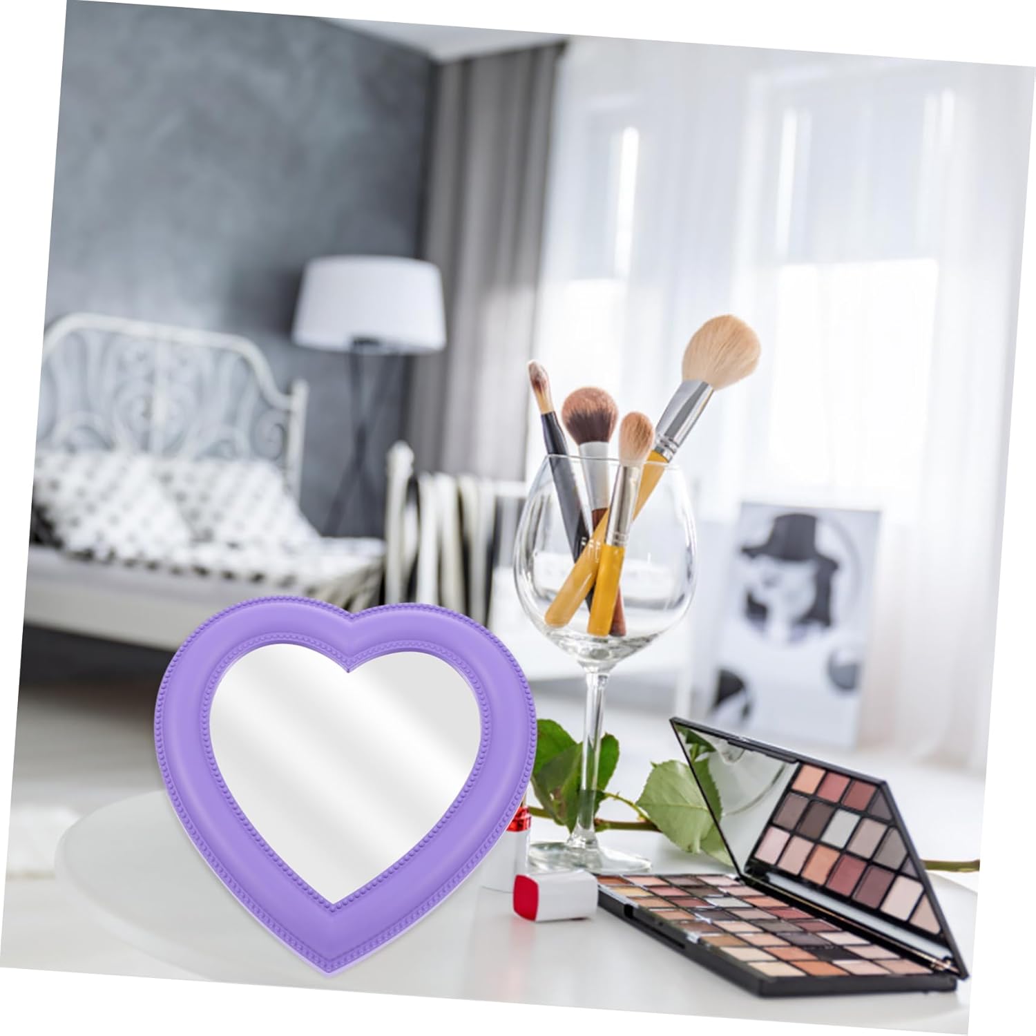 Cabilock Heart-Shaped Makeup Mirror for Vanity Wall or Desktop
